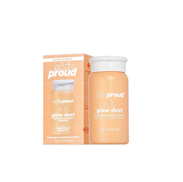 Skin Proud glow dust - exfoliating powder cleanser,40g سكن براود غسول باودر يتفاعل مع الماء